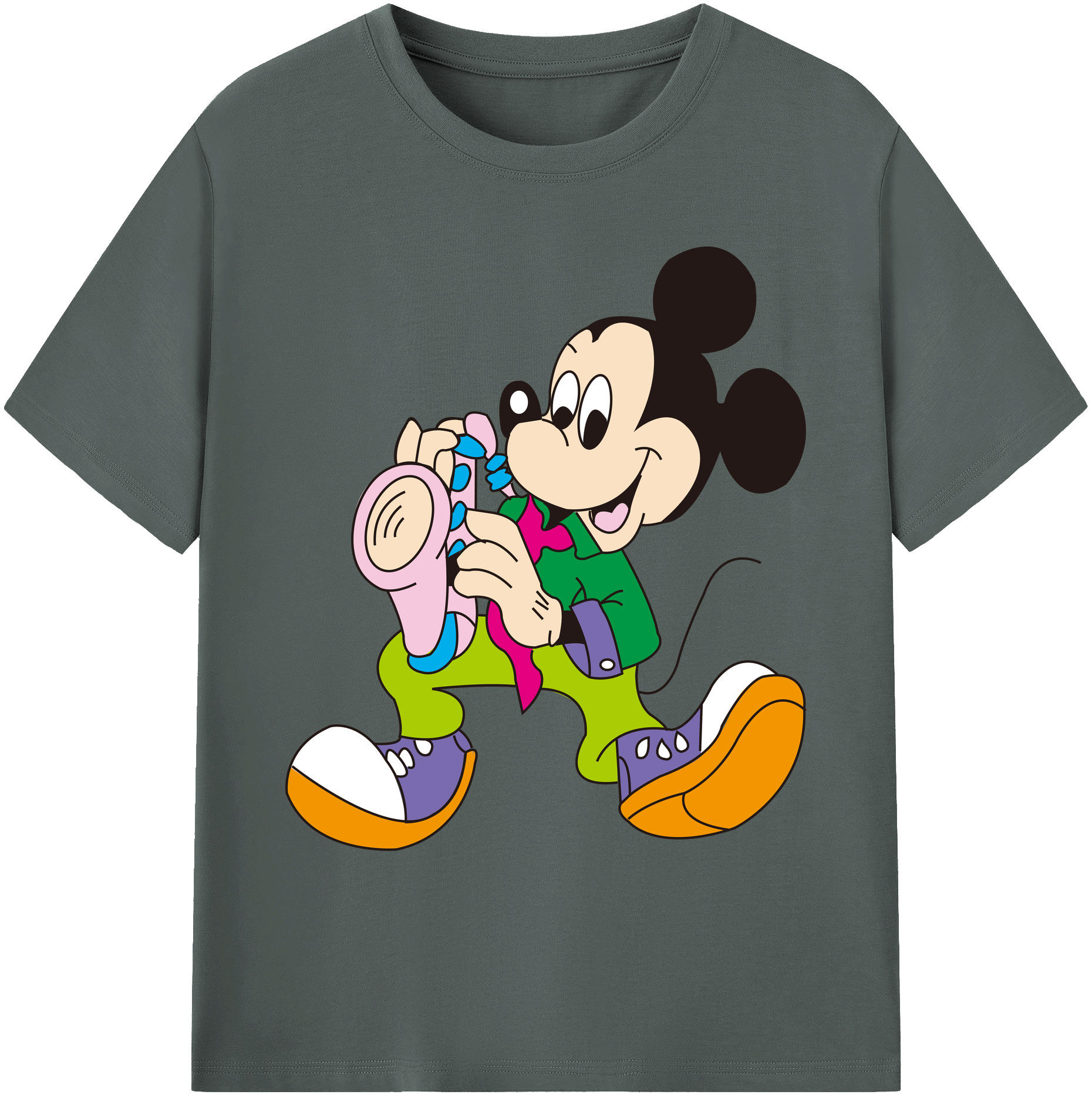 ミッキーマウス Mickey Mouse 綿100％ メンズ半袖Tシャツ｜肌触りやわらか＆通気性